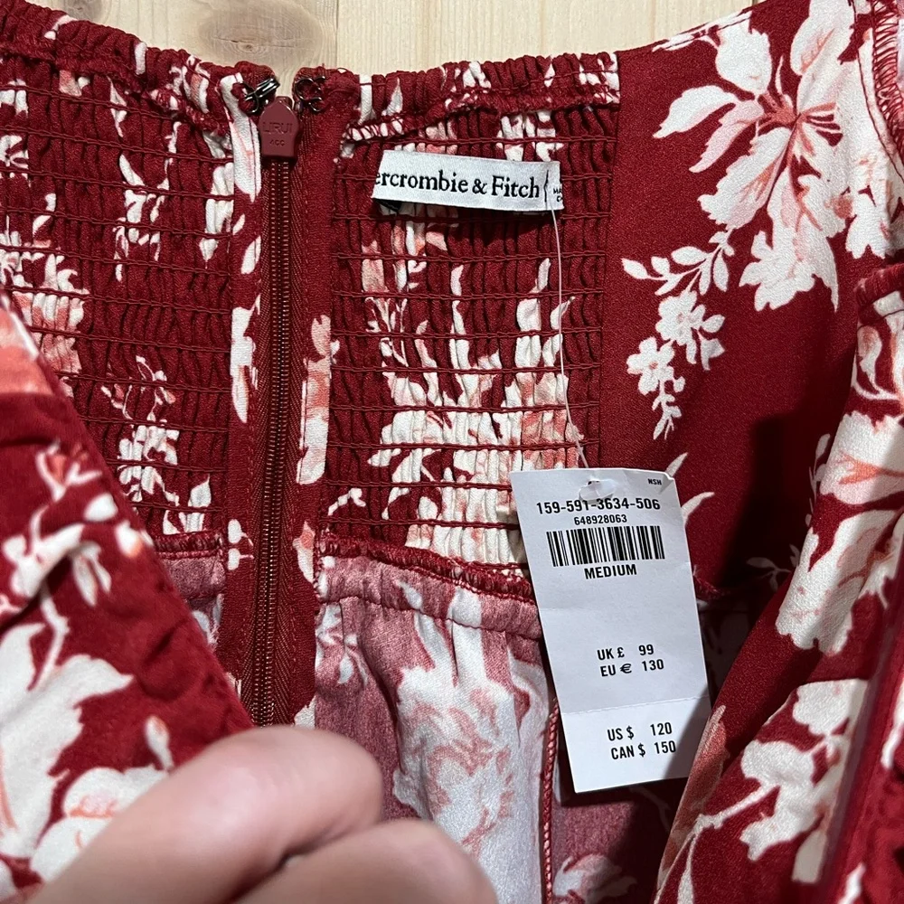 NWT Abercrombie & Fitch Off-the-Shoulder Floral Mini Dress, Size Medium. - Picture 7 of 10